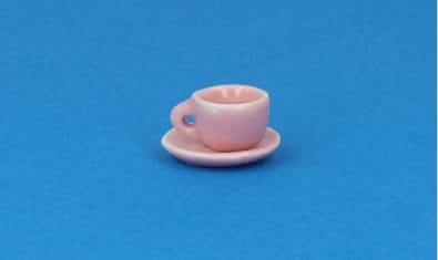 Cw7303 - Taza y plato rosa pequeña