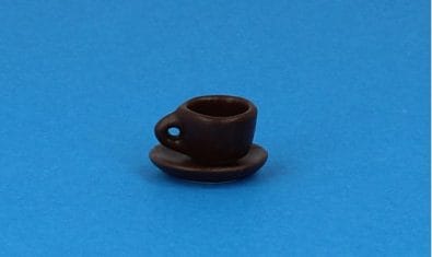 Cw7305 - Braune Tasse mit Unterteller 