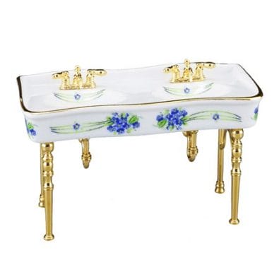 Re17312 - Lavabo doble flores azules