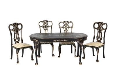 Sl6007 - Esemble chaises et table noire 