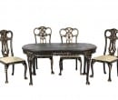 Sl6007 - Garnitur mit Stühlen und schwarzem Tisch 