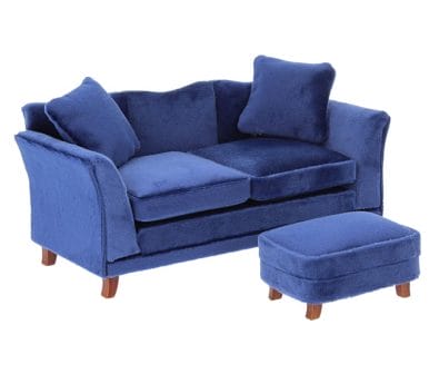 Mb0236 - Blaues Sofa mit Puff
