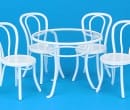Mb0419 - White table with four white chairs