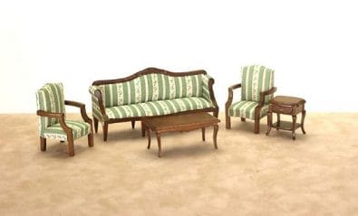 Ou6275 - Conjunto sofa rayas verdes
