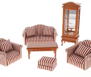 Cj0009 - Set of sofas with red stripes