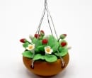 Tc0582 - Pot de fleurs à suspendre fleurs et fraises