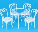 Mb0780 - Table et 4 chaises de jardin blanches