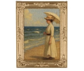 Tc2108 - Quadro con una donna sulla spiaggia