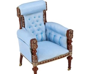 Ou0039 - Sillón azul con ruedas