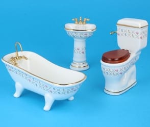 Re17514 - Bathroom roses and blue flowers