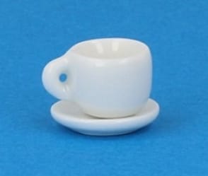 Cw7301 - Taza y plato blanca pequeña
