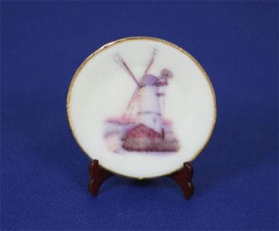 Dh3001 - Plate decorated with a windmill, includes stand