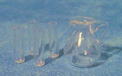 Tc0260 - Glaskaraffe mit Gläsern